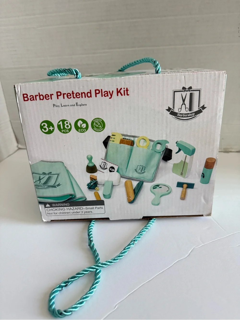Kids Hair Salon Playset, Wooden Barber Pretend Play Kit